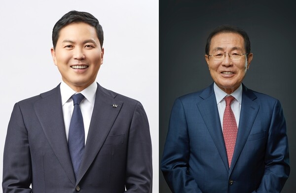 왼쪽부터 윤상현 콜마홀딩스 대표이사 부회장과 윤동한 콜마그룹 회장의 모습. ⓒ 뉴시스