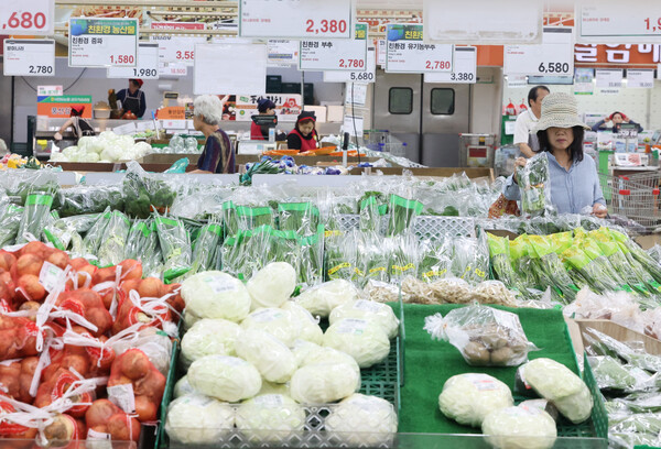 서울 시내 한 대형마트 채소 매대에서 소비자들이 장을 보고 있다. ⓒ 뉴시스